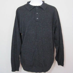 G.H. BASS Mens Polo Shirt L Long Sleeve Lambswool